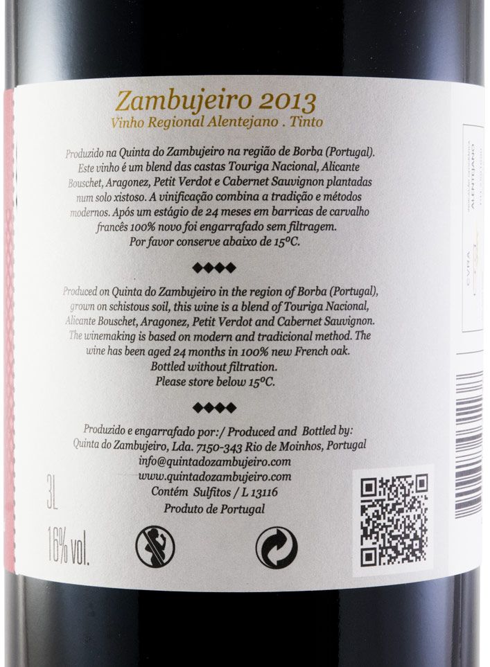 2013 Zambujeiro tinto 3L