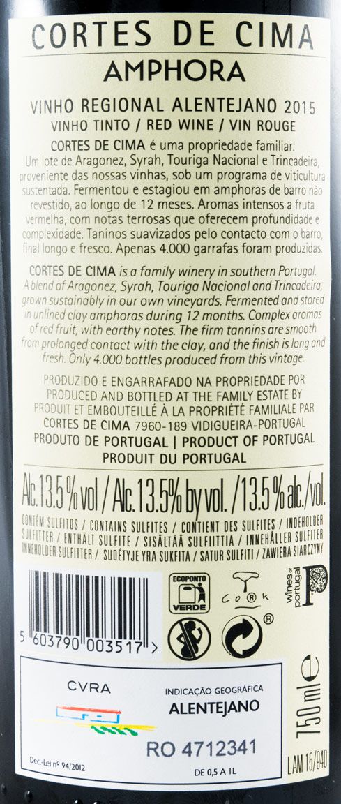 2015 Cortes de Cima Amphora tinto