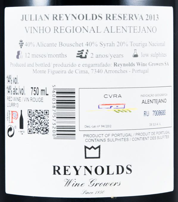 2013 Julian Reynolds Reserva red