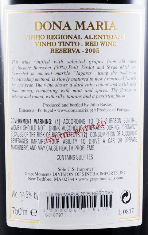 2005 Júlio Bastos Dona Maria Reserva red
