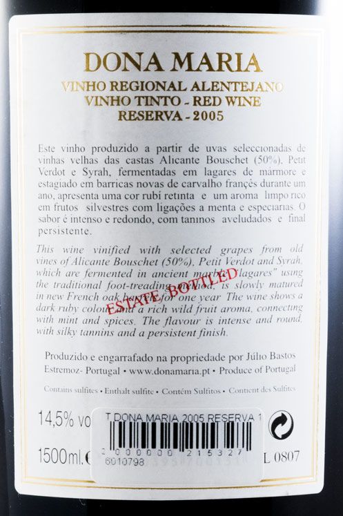 2005 Júlio Bastos Dona Maria Reserva red 1.5L