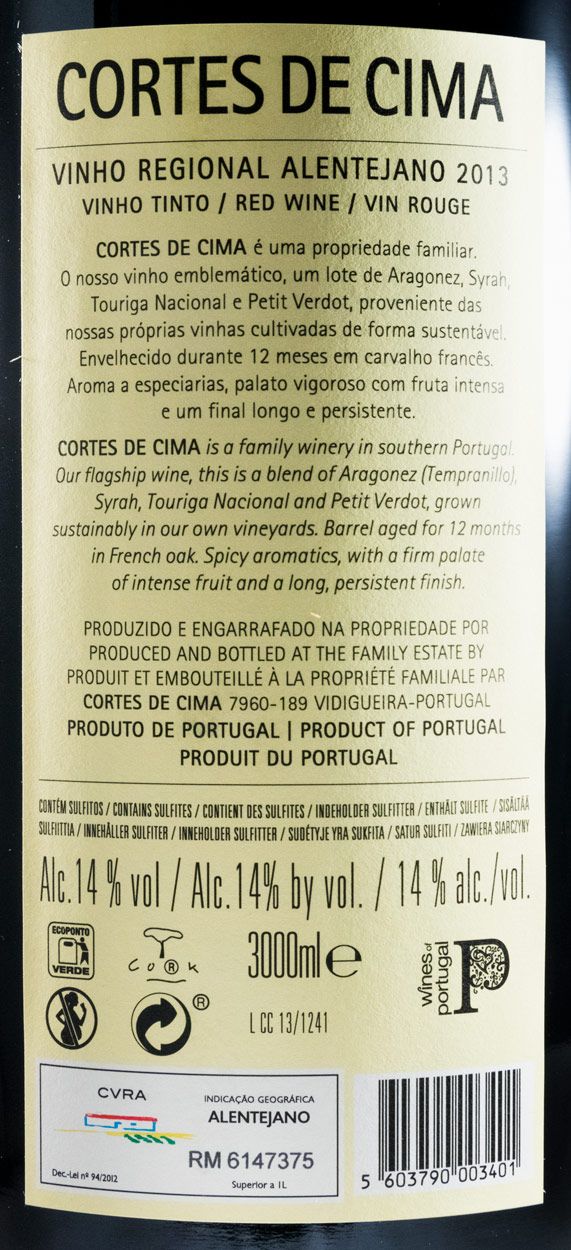 2013 Cortes de Cima tinto 3L