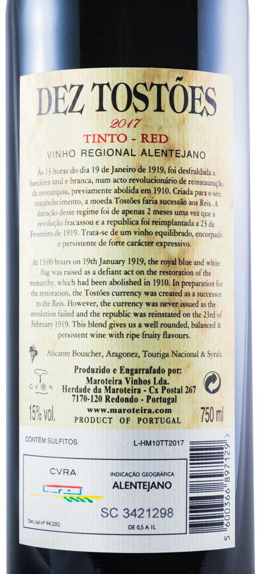 2017 Herdade da Maroteira Dez Tostões red