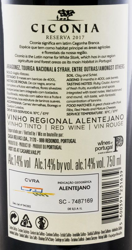 2017 Ciconia Reserva red
