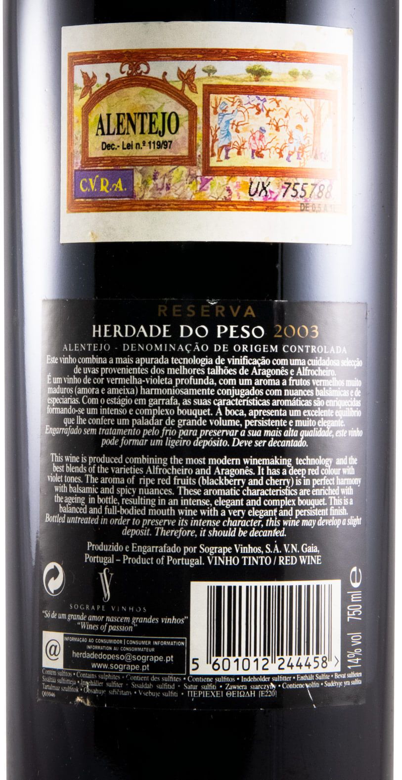 2003 Herdade do Peso Reserva red