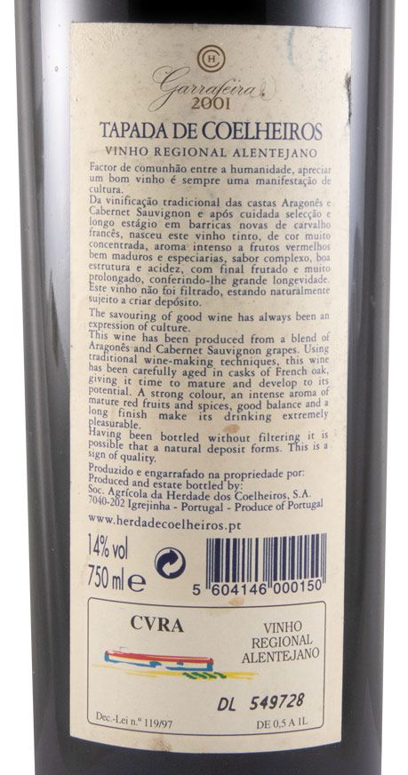2001 Tapada de Coelheiros Garrafeira tinto