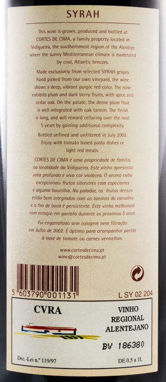 2001 Cortes de Cima Syrah red
