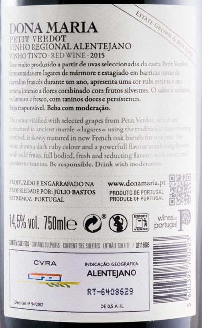 2015 Júlio Bastos Dona Maria Petit Verdot tinto