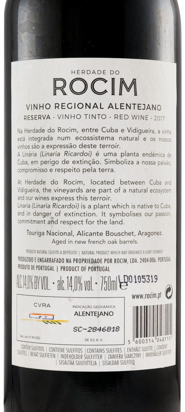 2017 Herdade do Rocim Reserva red