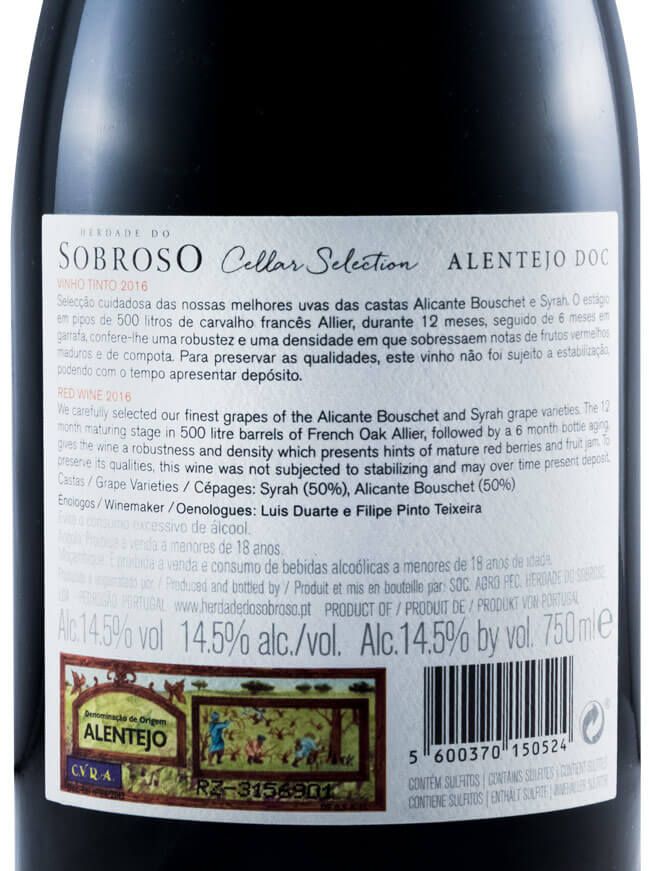 2016 Herdade do Sobroso Cellar Selection red