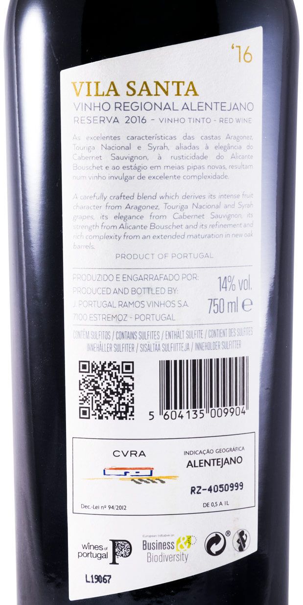 2016 João Portugal Ramos Vila Santa Reserva tinto
