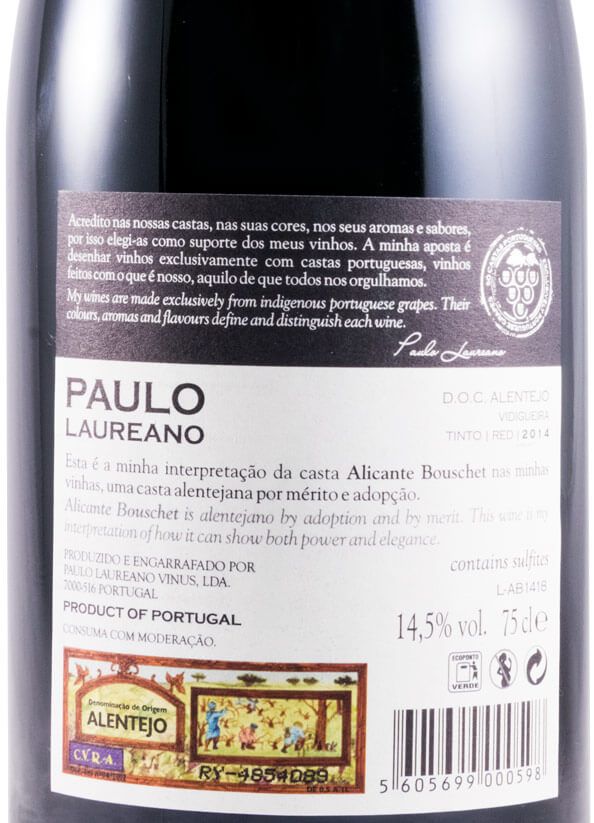 2014 Paulo Laureano Alicante Bouschet red