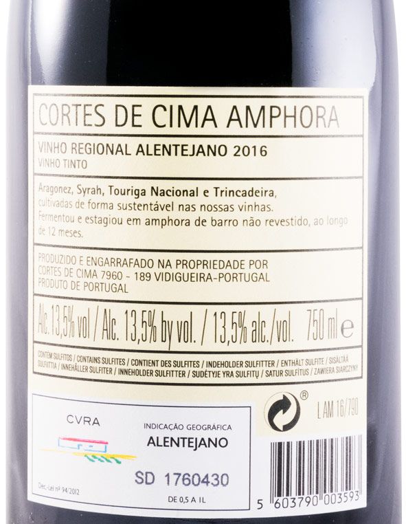 2016 Cortes de Cima Amphora red