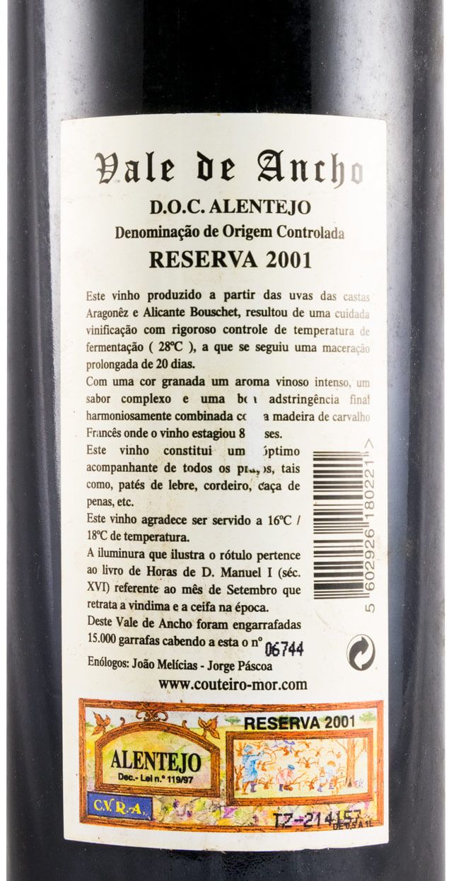 2001 Vale do Ancho Reserva tinto