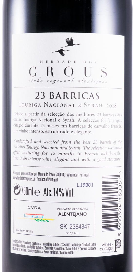 2018 Herdade dos Grous 23 Barricas tinto