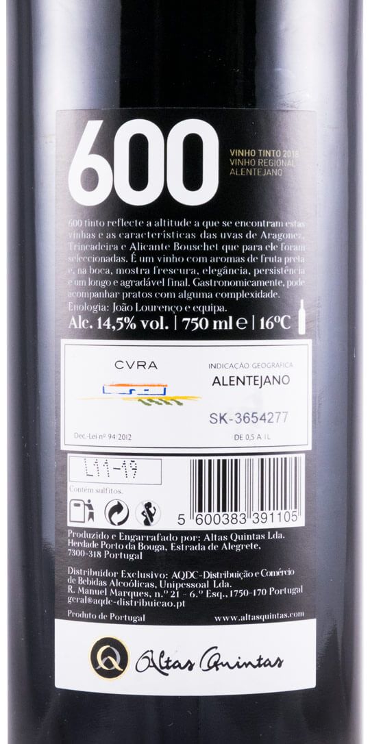 2018 Altas Quintas 600 tinto