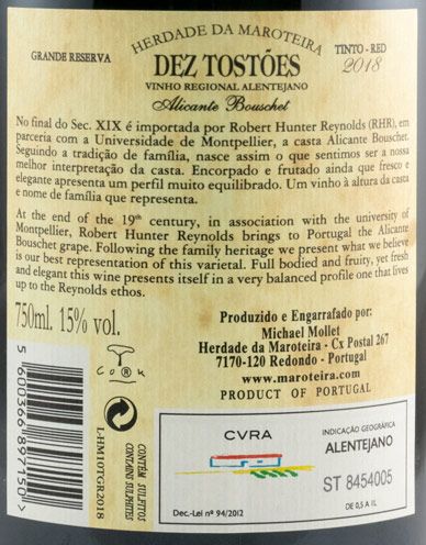 2018 Herdade da Maroteira Dez Tostões Grande Reserva tinto