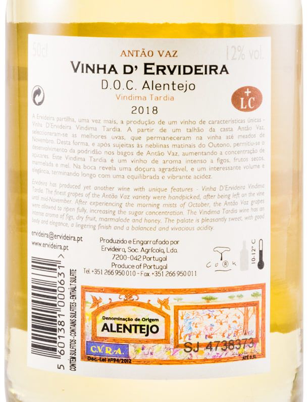 2018 Vinha D'Ervideira Vindima Tardia branco 50cl