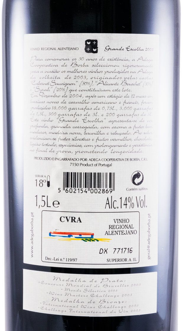 2003 Borba Cinquentenário Grande Escolha tinto 1,5L