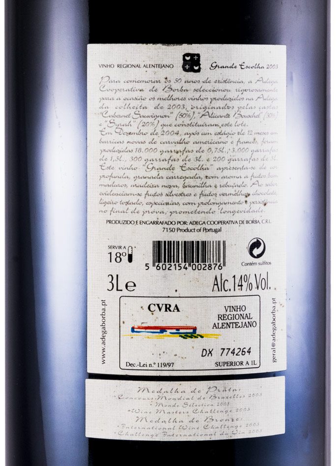 2003 Borba Cinquentenário Grande Escolha tinto 3L
