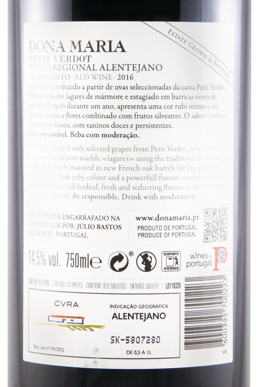 2016 Júlio Bastos Dona Maria Petit Verdot tinto