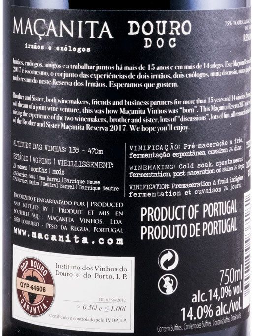 2017 Maçanita Reserva tinto