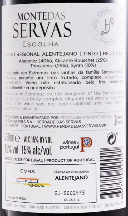 2018 Monte das Servas Escolha tinto