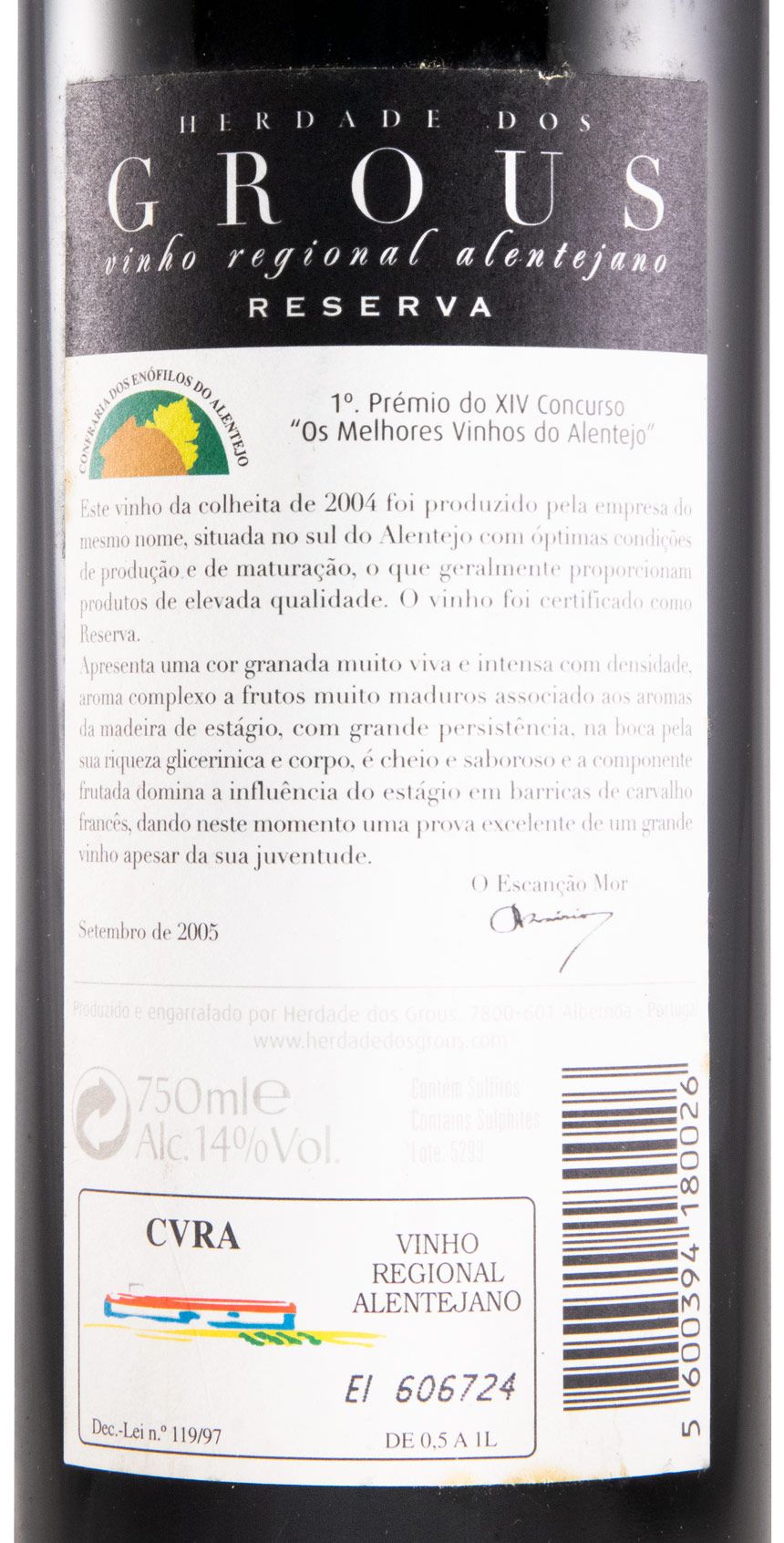 2004 Herdade dos Grous Reserva red