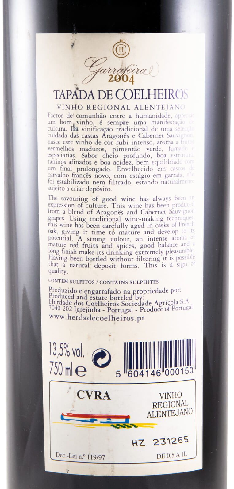2004 Tapada de Coelheiros Garrafeira tinto