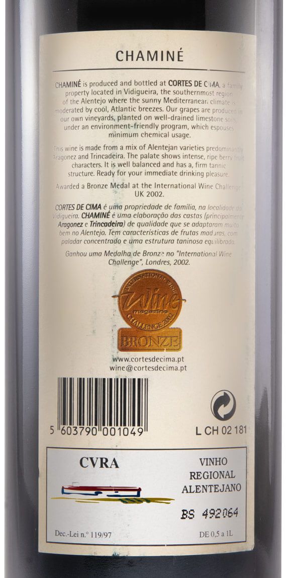 2001 Cortes de Cima Chaminé tinto