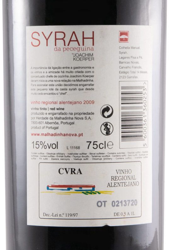 2009 Herdade da Malhadinha Nova Syrah by Joachim Koerper tinto