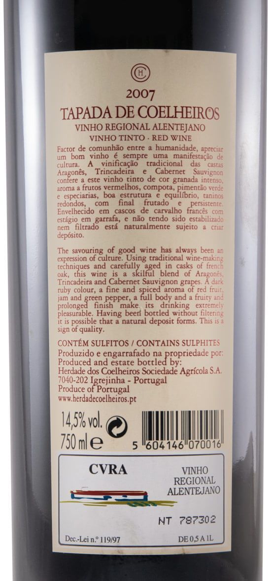 2007 Tapada de Coelheiros red
