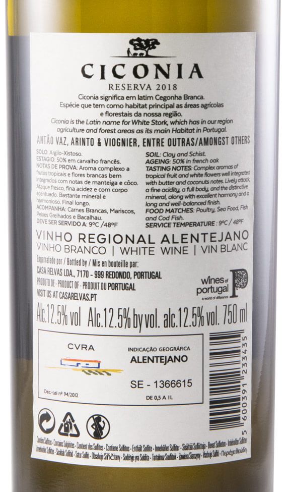 2018 Ciconia Reserva white