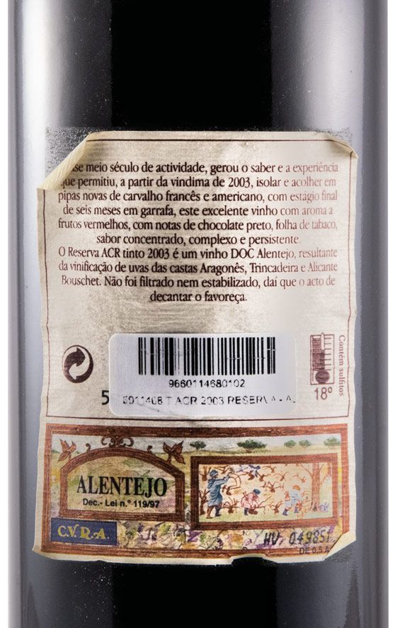 2003 Adega Cooperativa do Redondo Reserva tinto