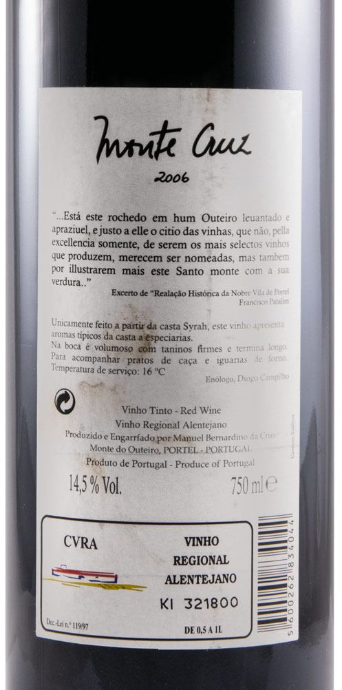 2006 Monte Cruz Syrah tinto