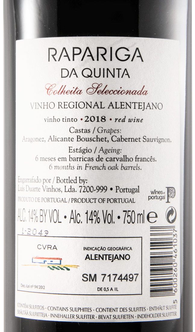 2018 Rapariga da Quinta Colheita Seleccionada red