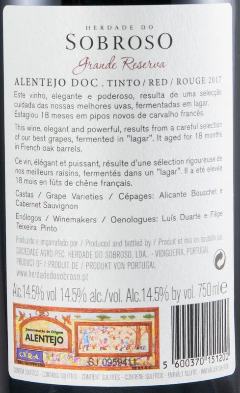 2017 Herdade do Sobroso Grande Reserva red