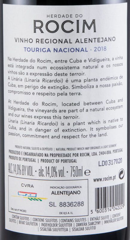 2018 Herdade do Rocim Touriga Nacional tinto