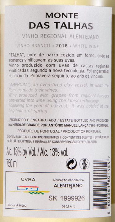 2018 Monte das Talhas white