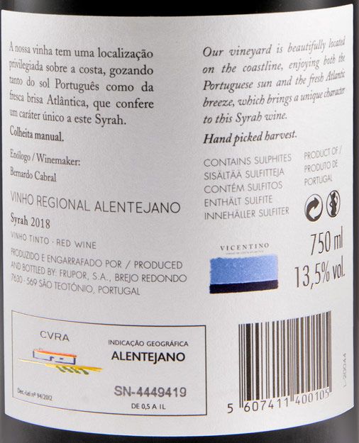 2018 Vicentino Syrah tinto
