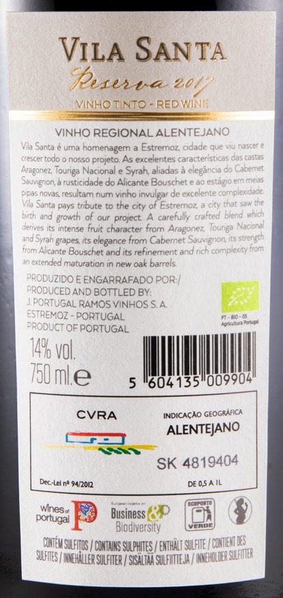 2017 João Portugal Ramos Vila Santa Reserva organic red
