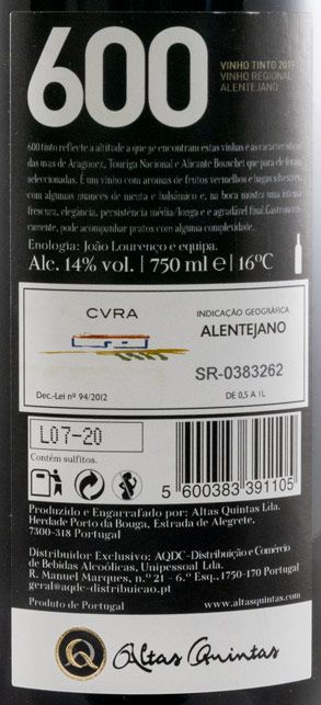 2019 Altas Quintas 600 tinto