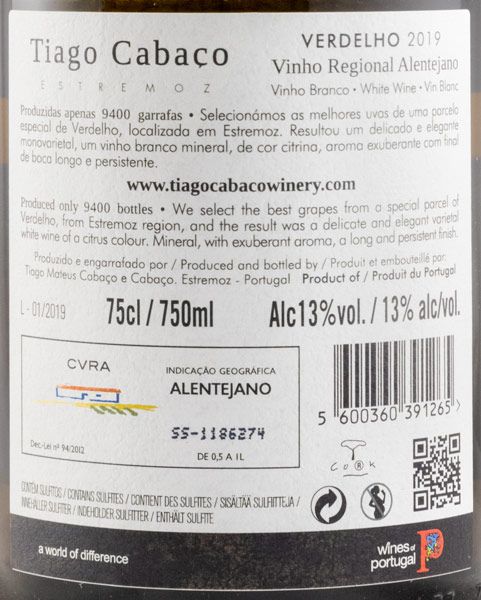2019 Tiago Cabaço Verdelho white