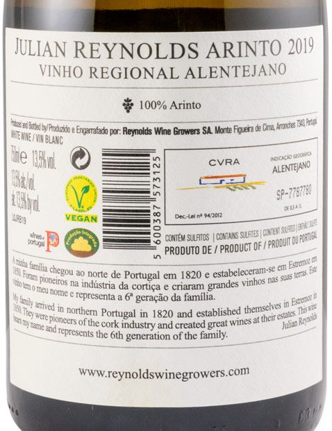 2019 Julian Reynolds Arinto white
