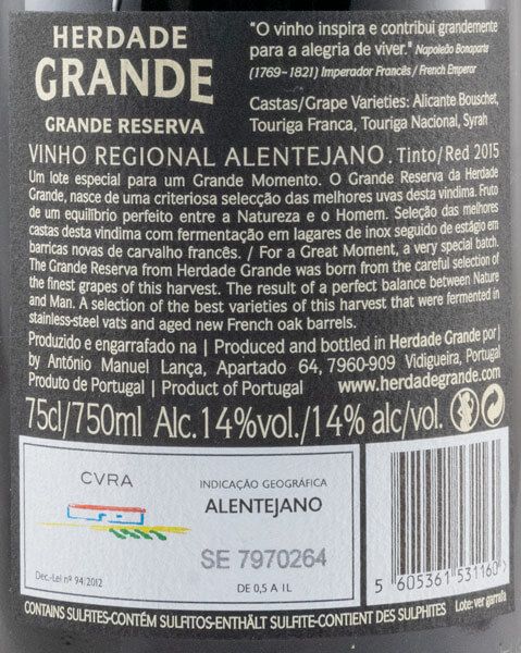 2015 Herdade Grande Grande Reserva red