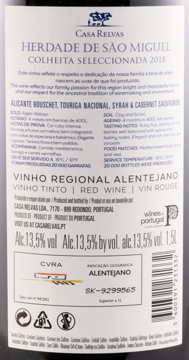 2018 Herdade de São Miguel Colheita Seleccionada red 1.5L