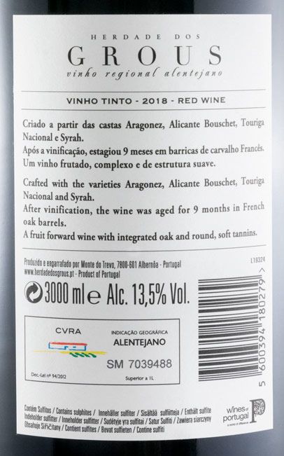 2018 Herdade dos Grous tinto 3L