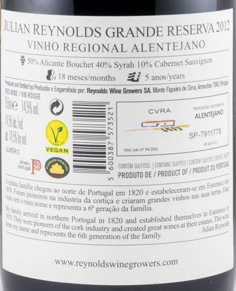 2012 Julian Reynolds Grande Reserva red