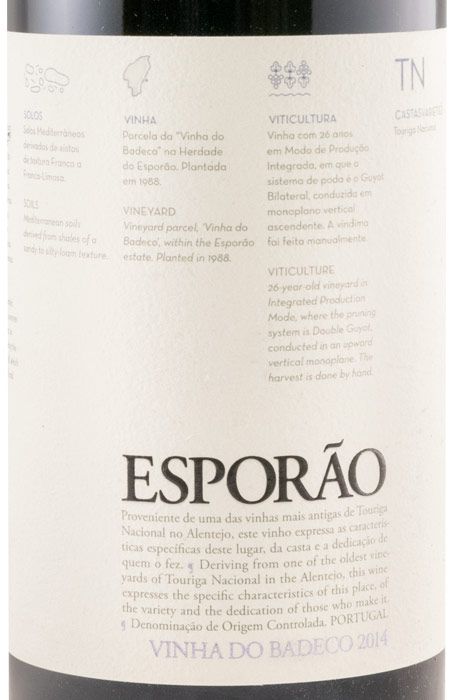 2014 Herdade do Esporão Vinha do Badeco Touriga Nacional tinto