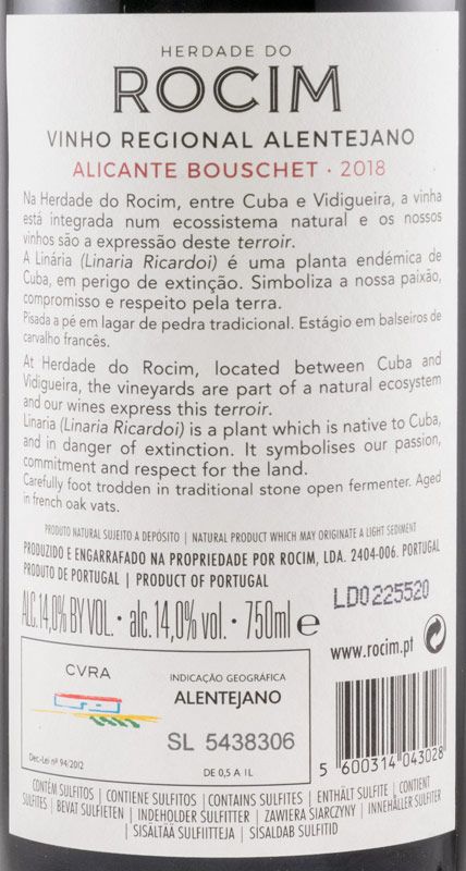 2018 Herdade do Rocim Alicante Bouschet tinto